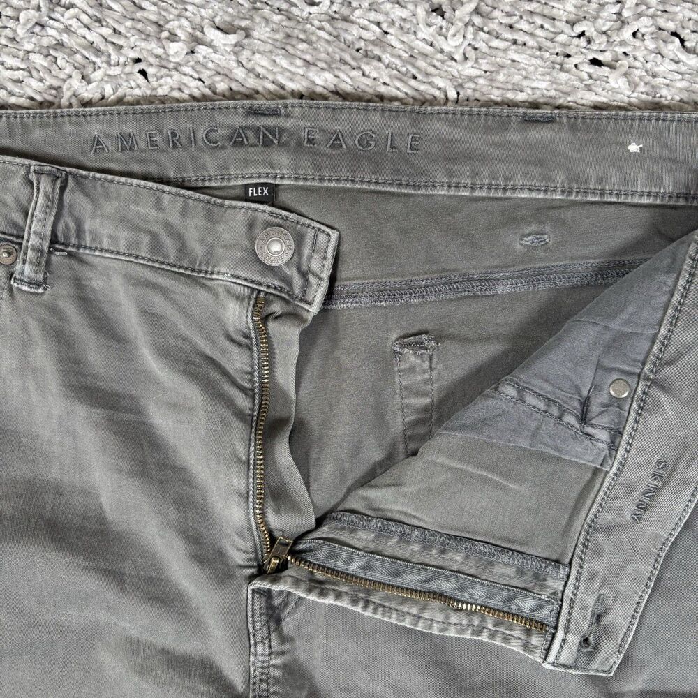 American Eagle Skinny Flex Jeans Mens 40x30 Gray Stretch Preppy Pocket Designer